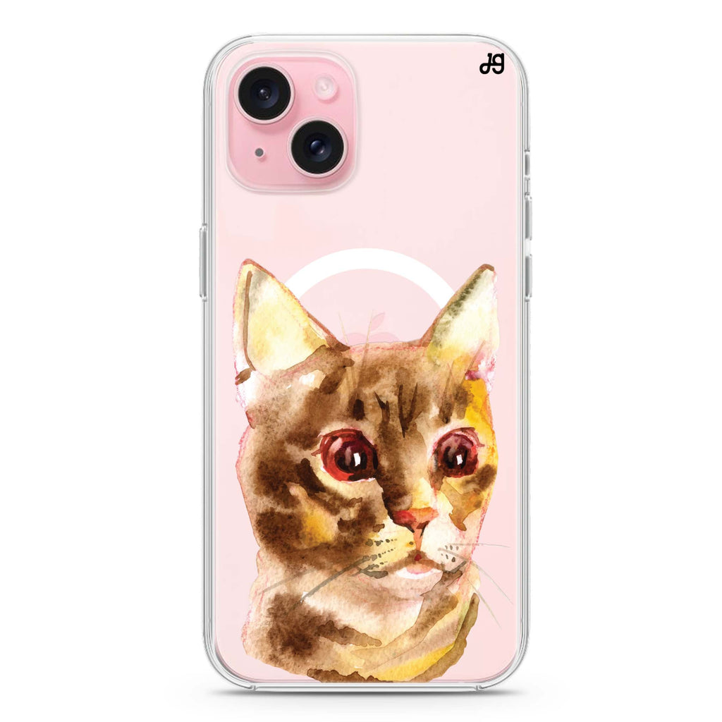 Watercolour Cat iPhone 15 Magsafe 兼容水晶透明保護殼