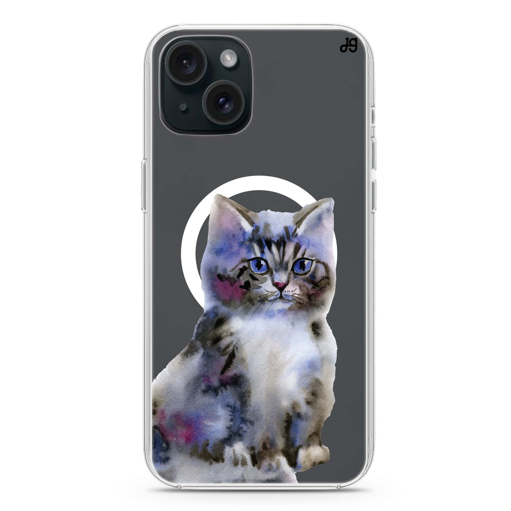 Watercolour Cat iPhone 15 Plus Magsafe 兼容水晶透明保護殼