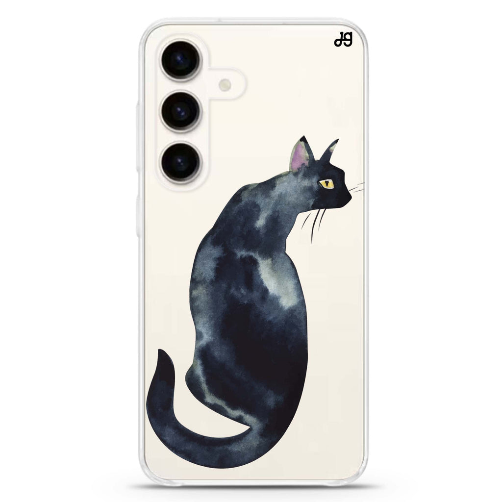 Watercolour Cat Samsung Galaxy S26/S25/S24 水晶透明保護殼正面展示