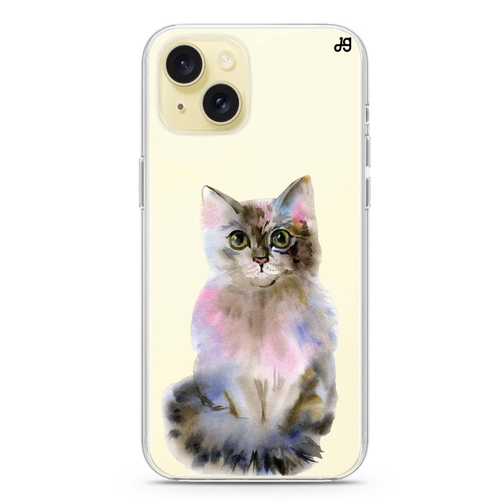 Watercolour Cat iPhone 15 水晶透明保護殼