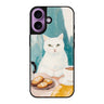 Reflective iPhone 16 Mirror Case –Coffee with Whiskers Design