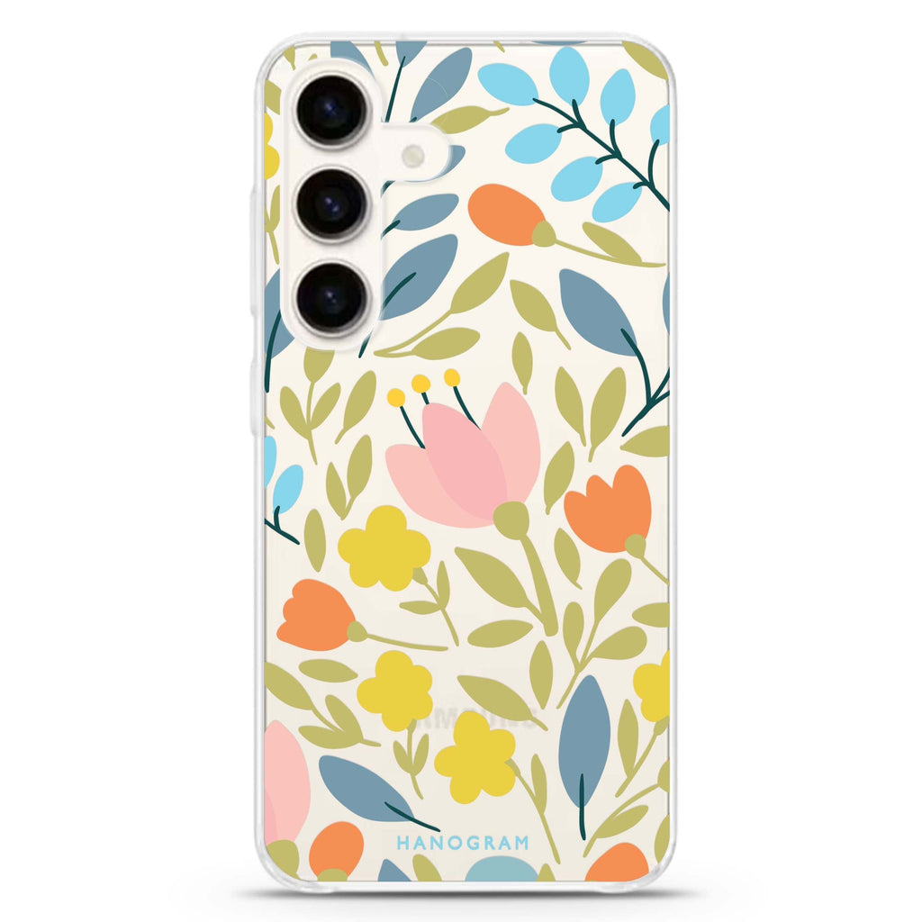 Floral Samsung Galaxy S26/S25/S24 水晶透明保護殼正面展示