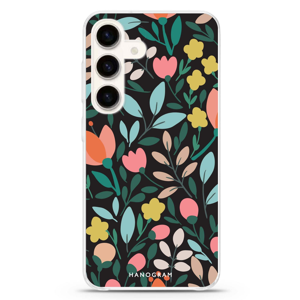Floral Samsung Galaxy S26/S25/S24 水晶透明保護殼正面展示