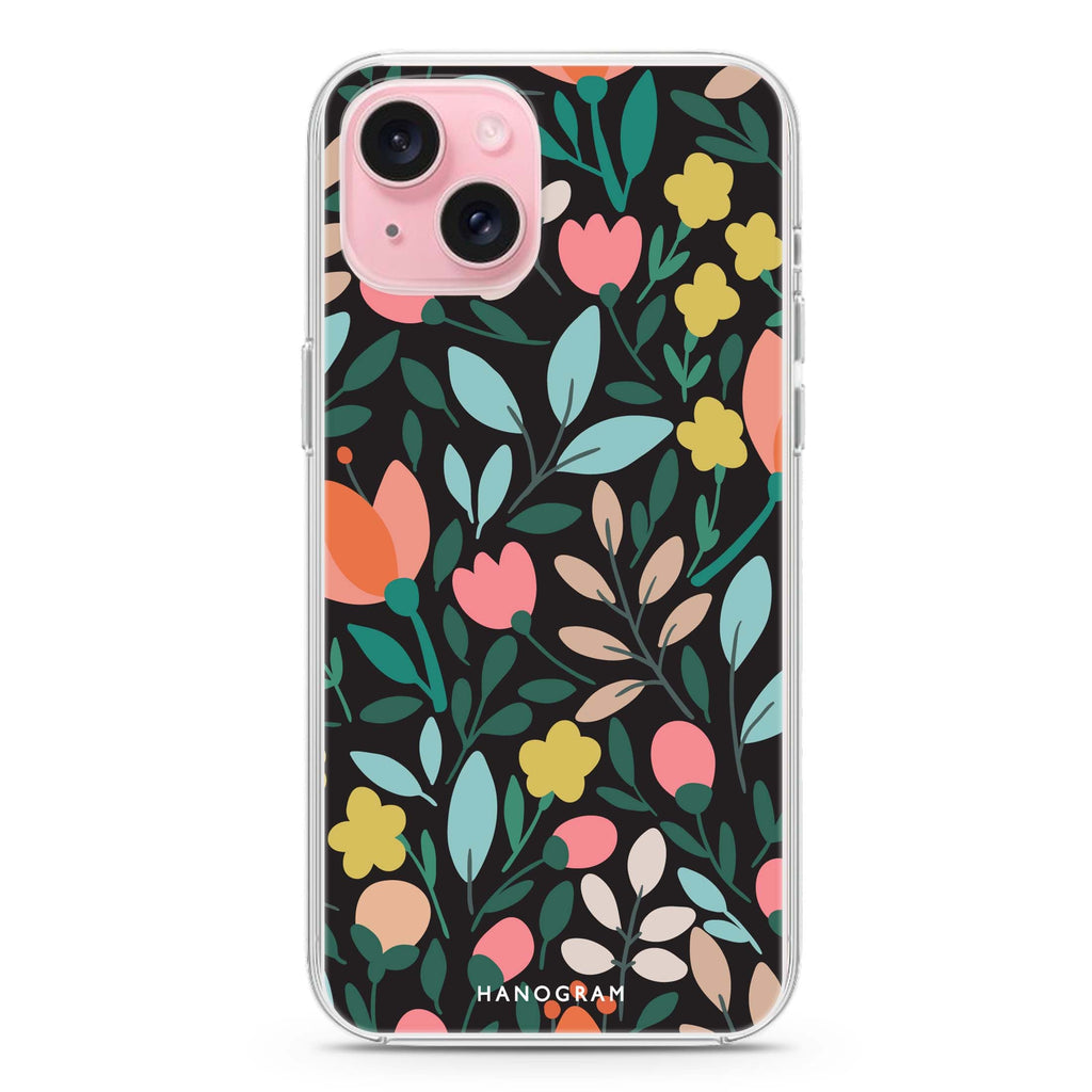 Floral iPhone 15 Plus Magsafe 兼容水晶透明保護殼