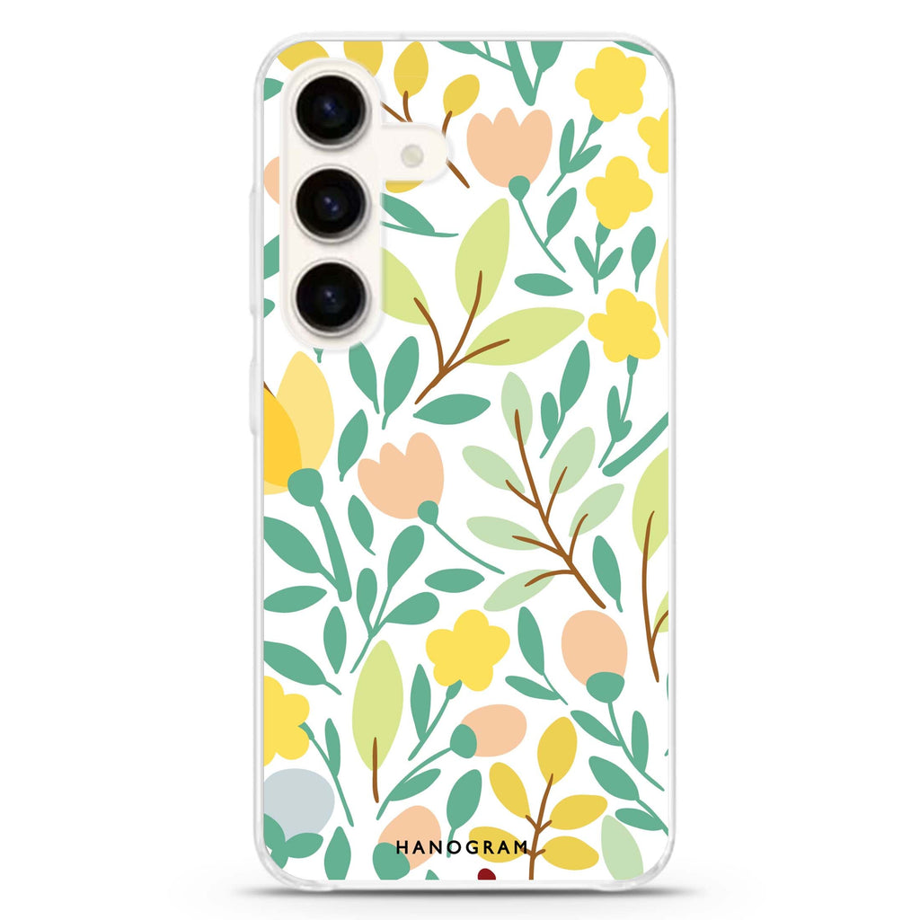 Floral Samsung Galaxy S26/S25/S24 水晶透明保護殼正面展示