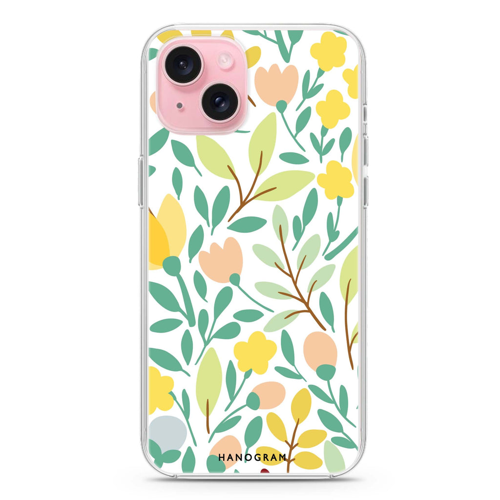 Floral iPhone 15 Magsafe 兼容水晶透明保護殼