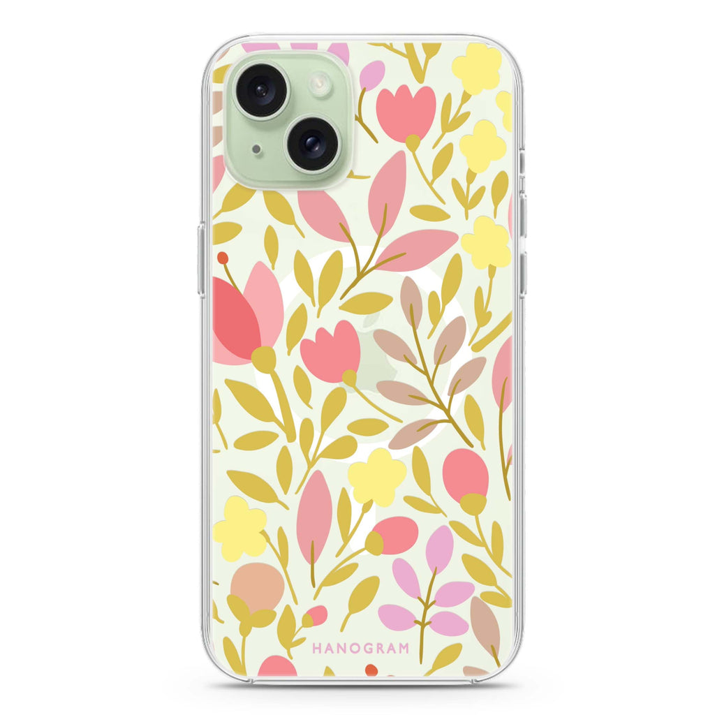 Floral iPhone 15 Magsafe 兼容水晶透明保護殼