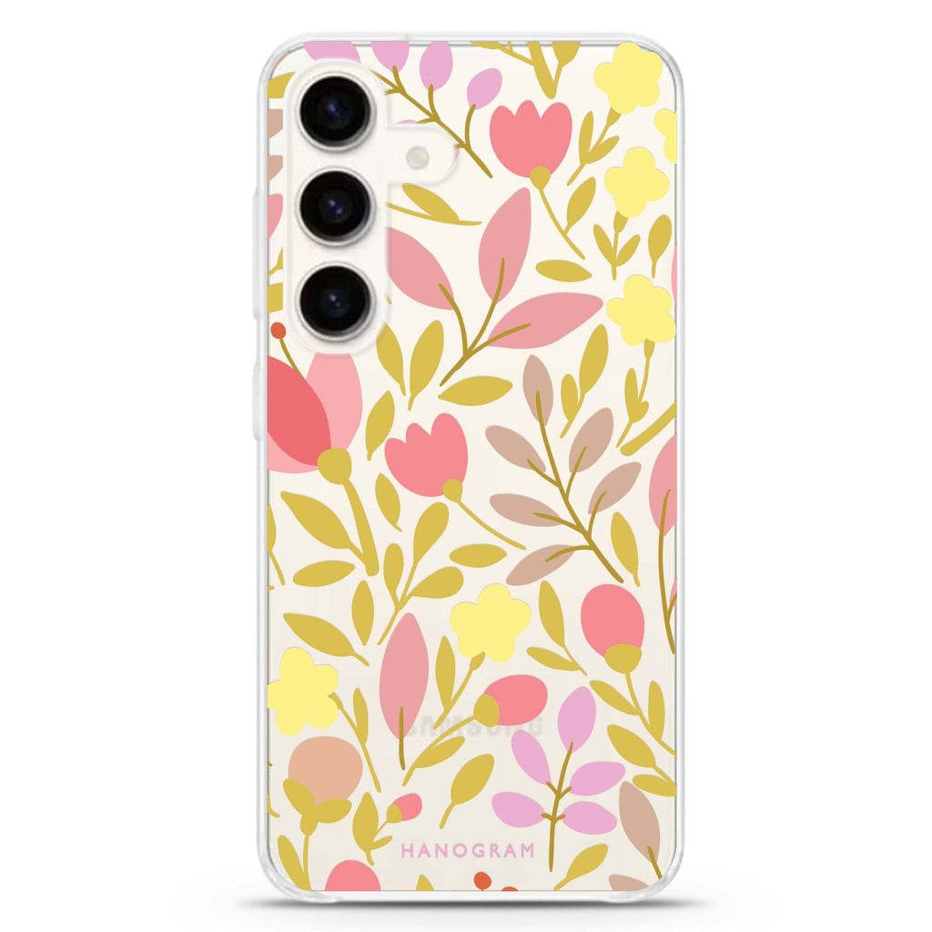 Floral Samsung Galaxy S26/S25/S24 水晶透明保護殼正面展示