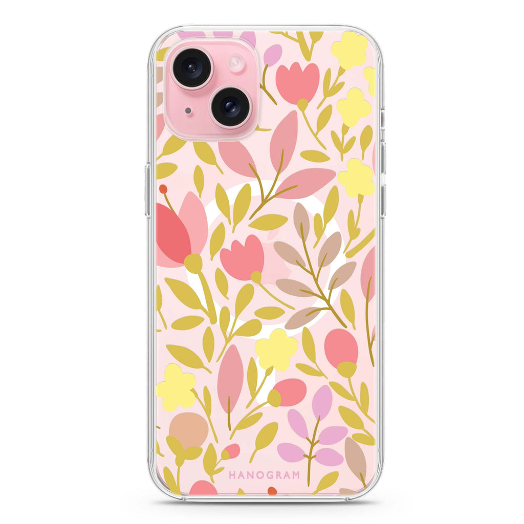 Floral iPhone 15 Plus Magsafe 兼容水晶透明保護殼