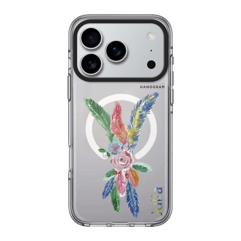 Feather Love iPhone 17 Pro Max MagSafe 水晶透明保護殼 情人節設計設計 可自訂名字 圖1