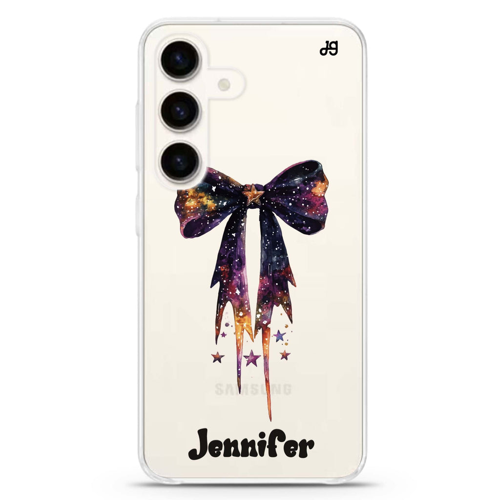 Spellbound Bows Samsung Galaxy S26/S25/S24 可加名字水晶透明保護殼正面展示