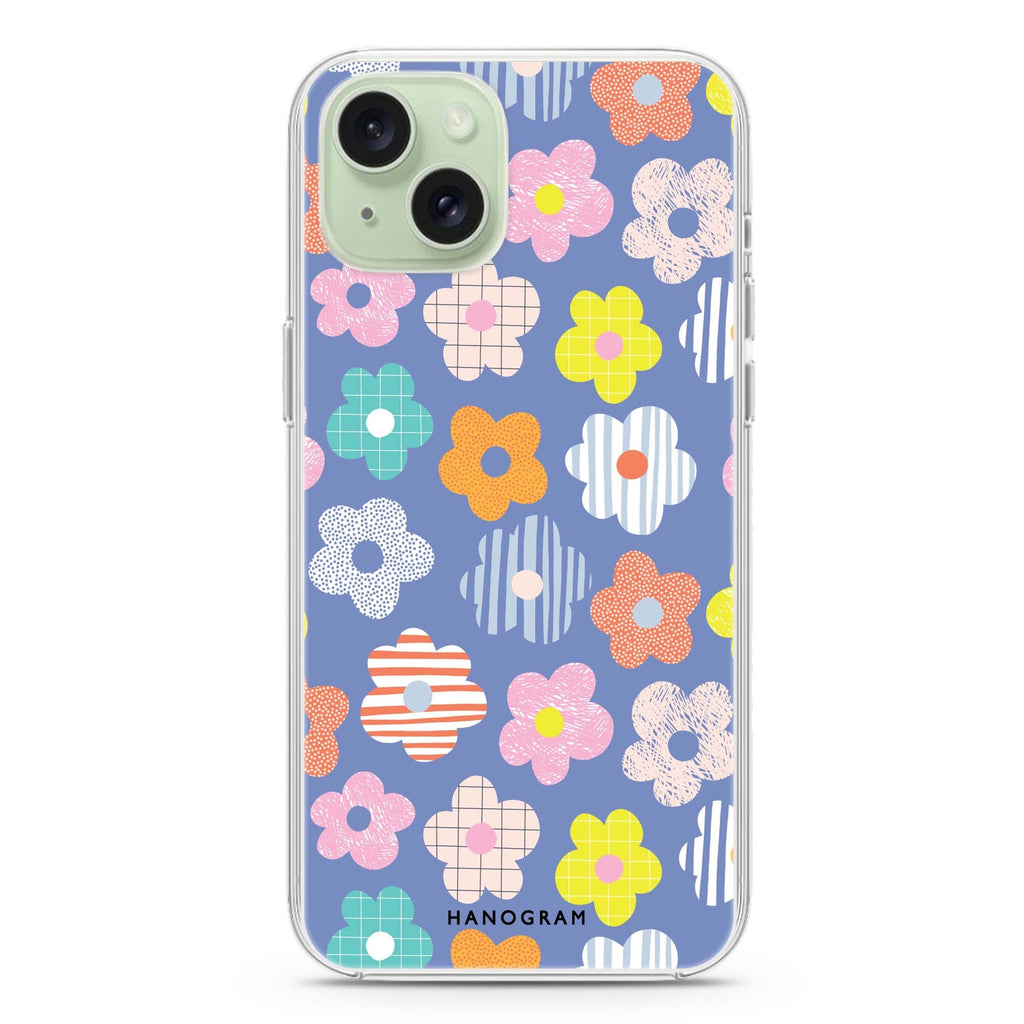 Floral Pattern iPhone 15 Magsafe 兼容水晶透明保護殼