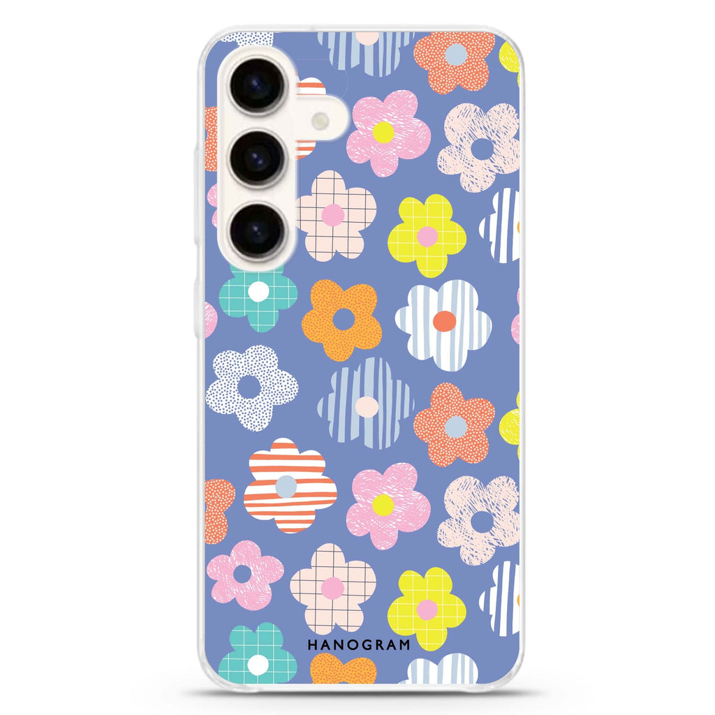 Floral Pattern Samsung Galaxy S26/S25/S24 水晶透明保護殼正面展示