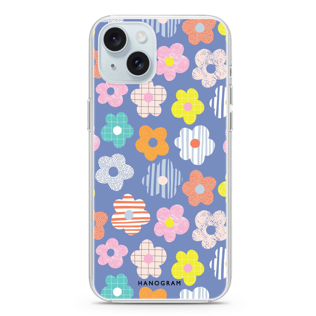 Floral Pattern iPhone 15 Plus Magsafe 兼容水晶透明保護殼