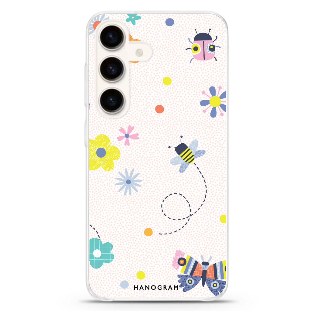 Cute Floral Samsung Galaxy S26/S25/S24 水晶透明保護殼正面展示