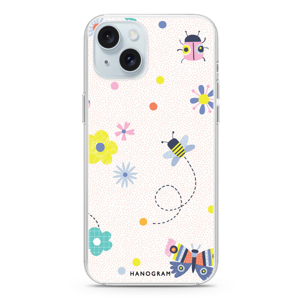 Cute Floral iPhone 15 Plus Magsafe 兼容水晶透明保護殼