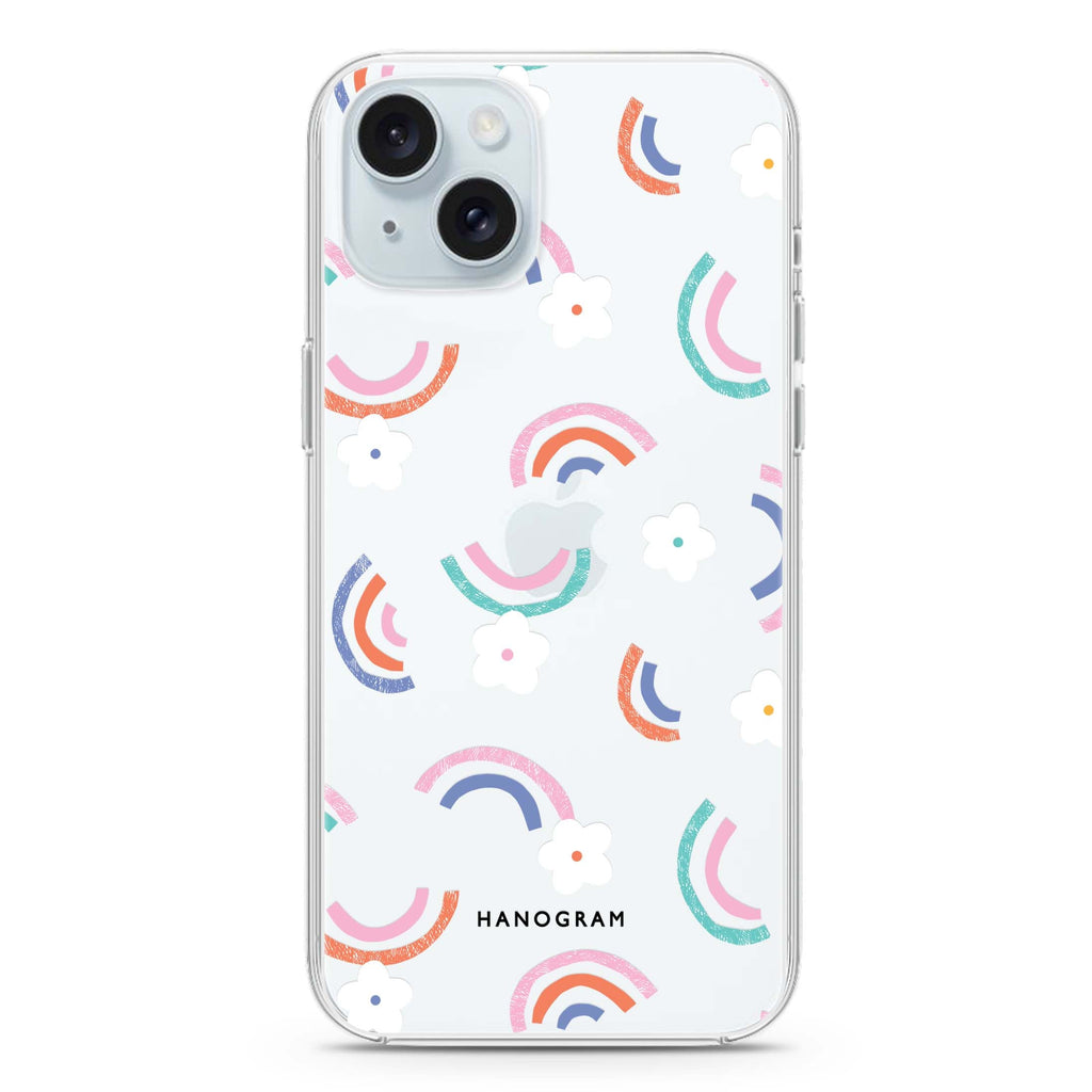 Rainbow Floral iPhone 15 plus 水晶透明保護殼