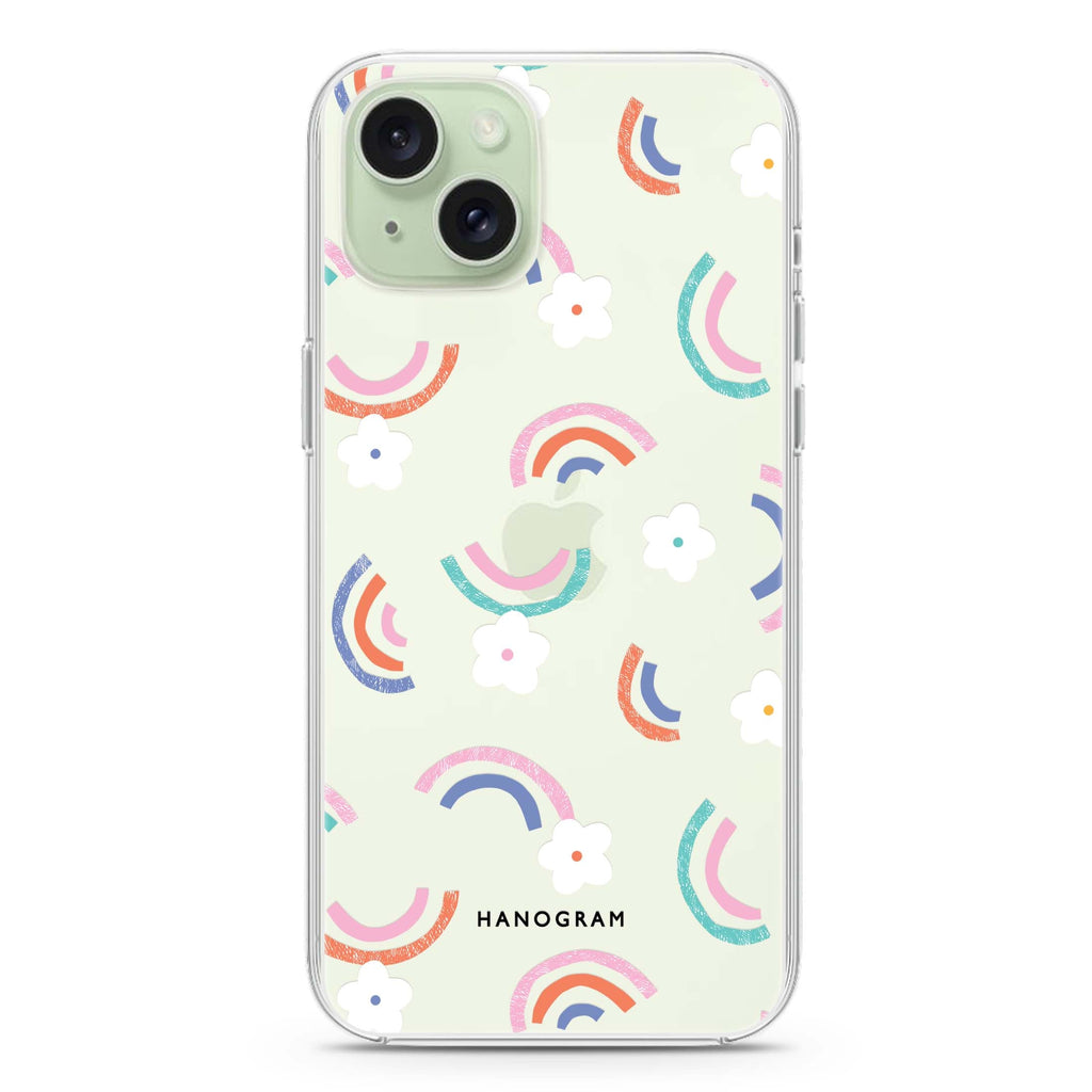 Rainbow Floral iPhone 15 水晶透明保護殼