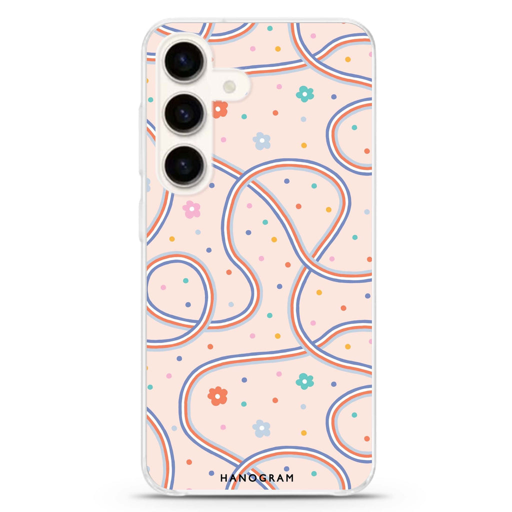 Floral & Line Samsung Galaxy S26/S25/S24 水晶透明保護殼正面展示
