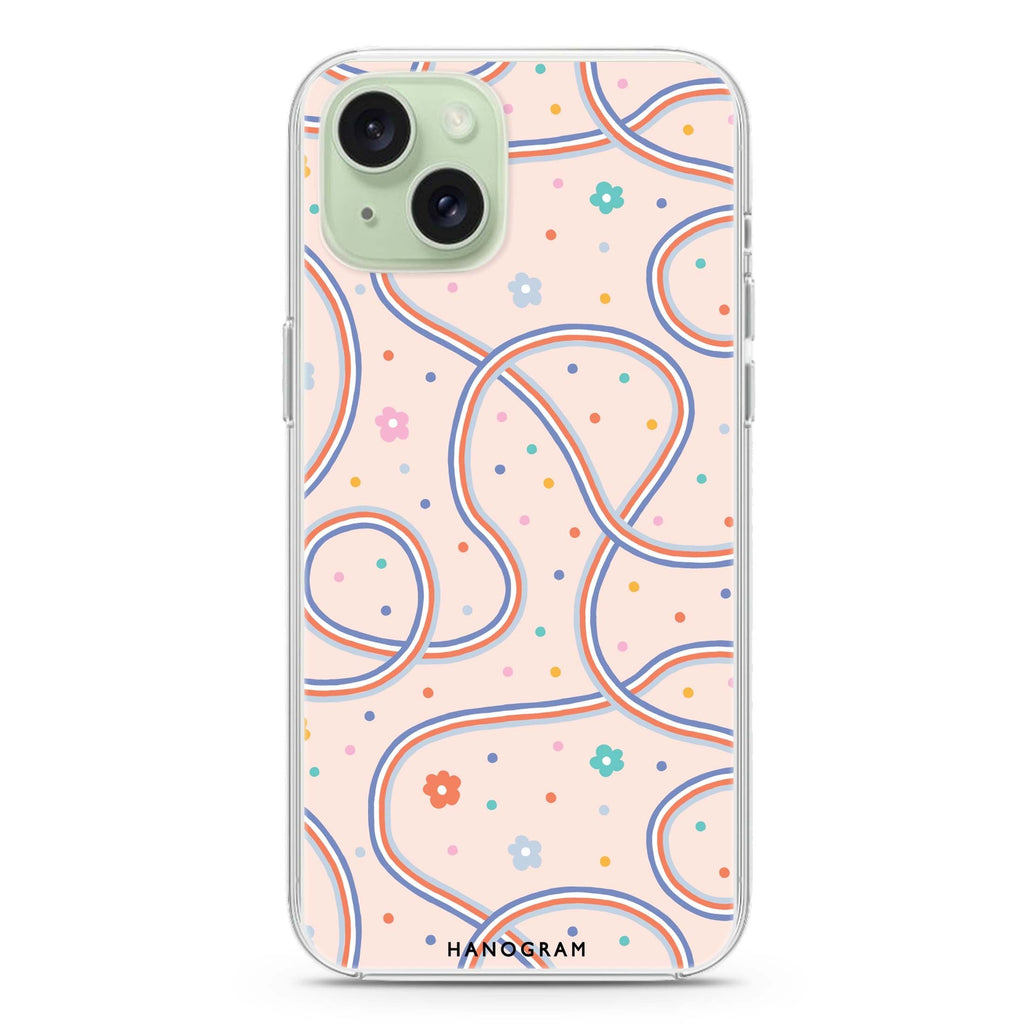 Floral & Line iPhone 15 Plus Magsafe 兼容水晶透明保護殼
