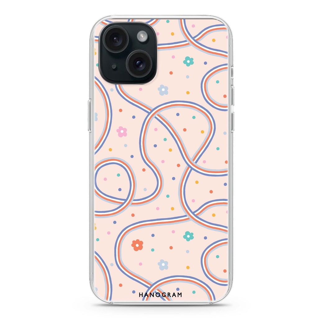 Floral & Line iPhone 15 Magsafe 兼容水晶透明保護殼