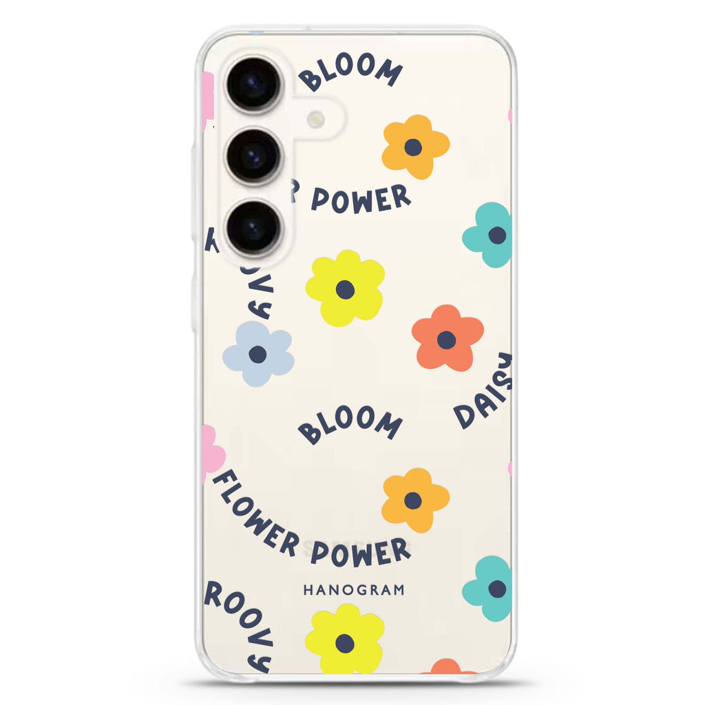 Flower Power Samsung Galaxy S26/S25/S24 水晶透明保護殼正面展示
