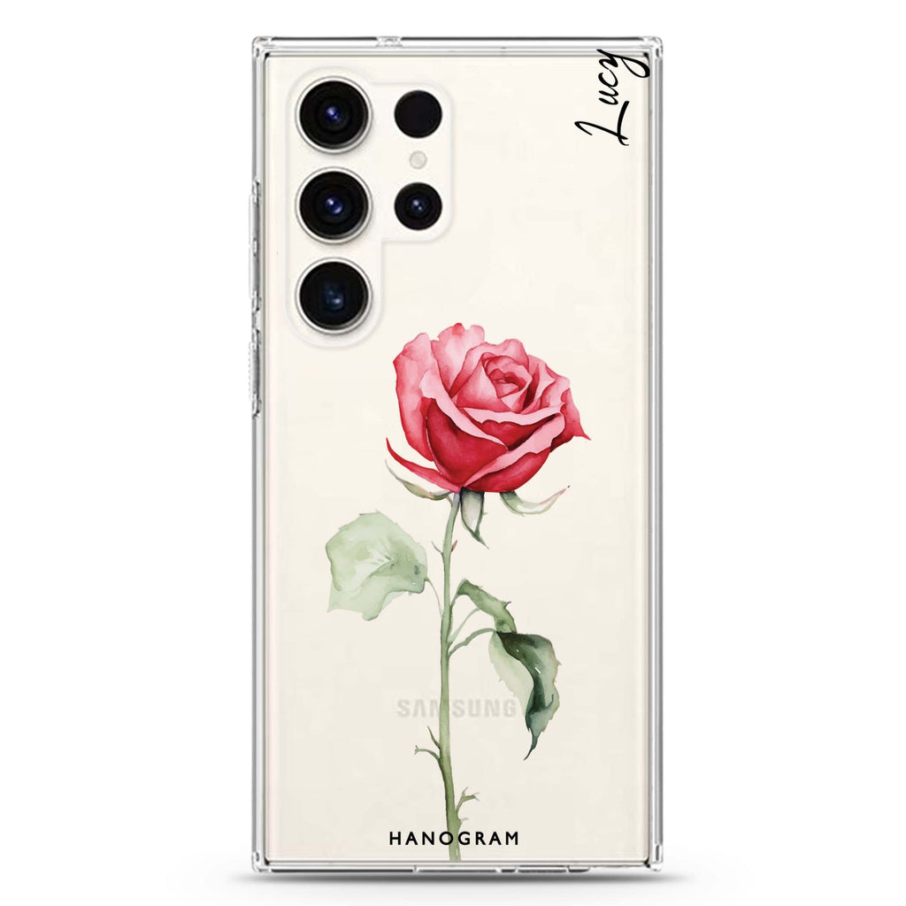 Rose Radiance Samsung Galaxy Ultra 可加名字透明保護殼，適用 S26/S25/S24/S23 Ultra，圖1