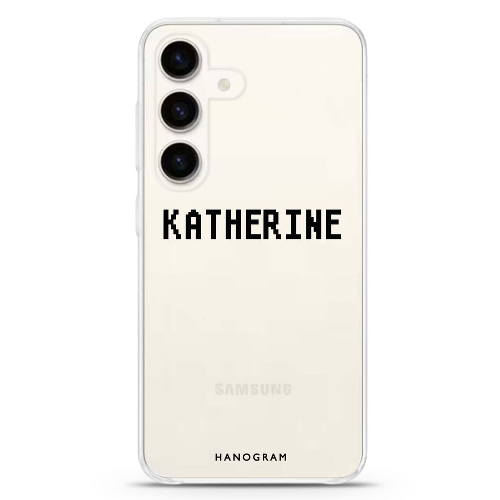 Pixel Custom Name Samsung Galaxy S26/S25/S24 可加名字水晶透明保護殼正面展示