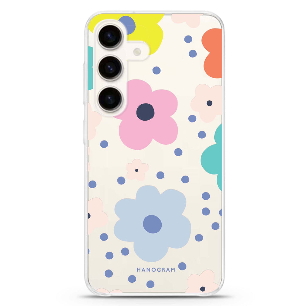 Cute Flower Samsung Galaxy S26/S25/S24 水晶透明保護殼正面展示