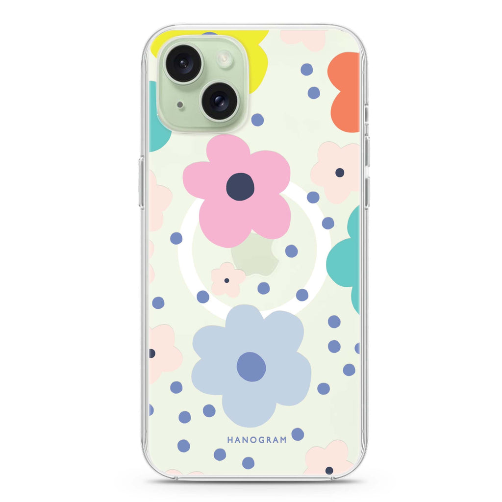 Cute Flower iPhone 15 Magsafe 兼容水晶透明保護殼