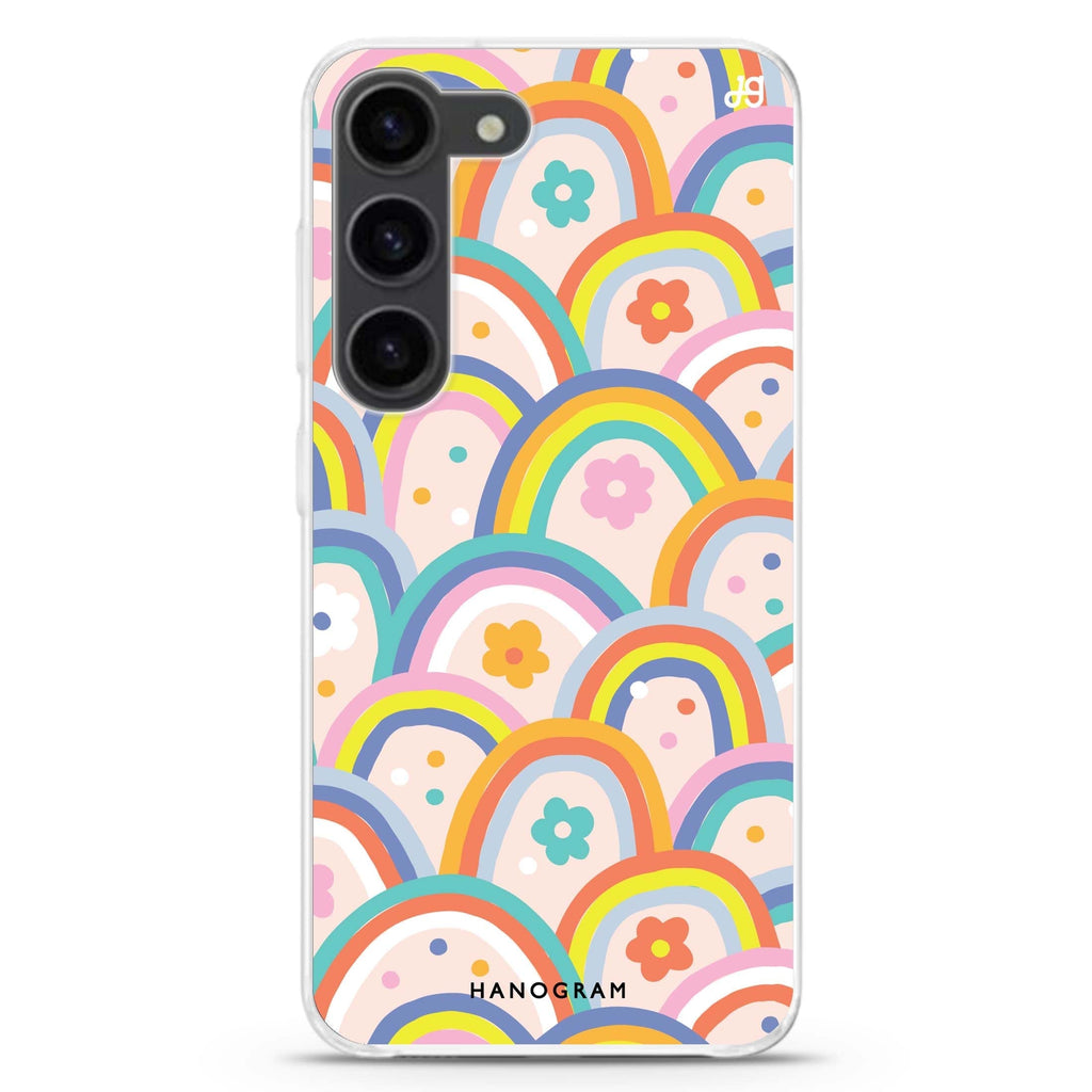 Colourful Rainbow Floral Samsung Galaxy 水晶透明保護殼