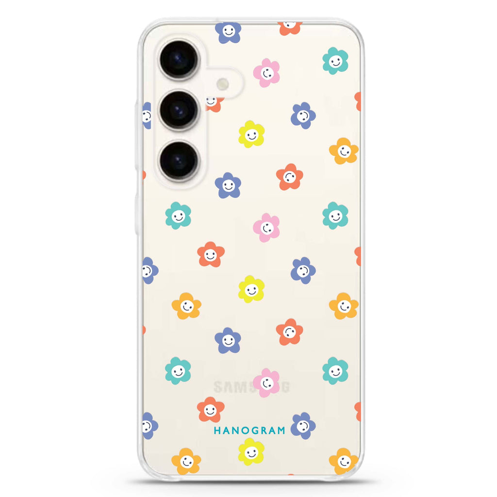 Little Smile Flowers Samsung Galaxy S26/S25/S24 水晶透明保護殼正面展示