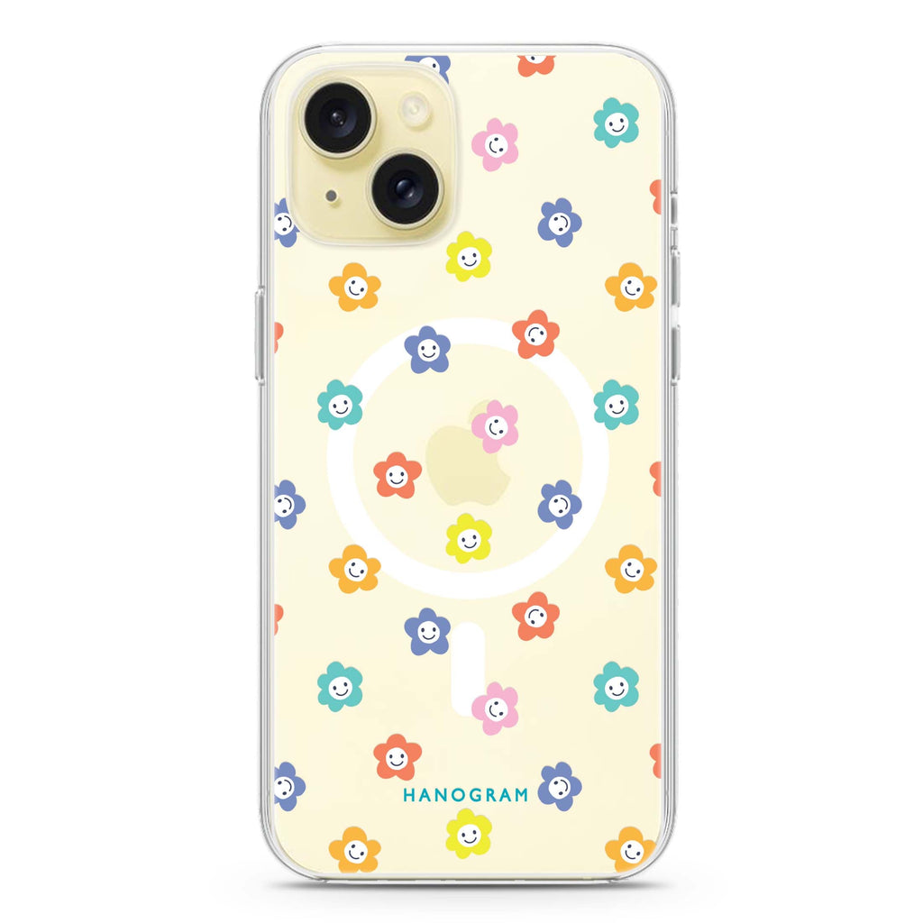 Little Smile Flowers iPhone 15 Magsafe 兼容水晶透明保護殼