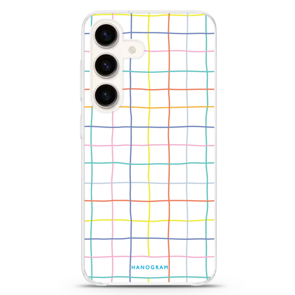 Colourful Checked Pattern Samsung Galaxy S26/S25/S24 水晶透明保護殼正面展示