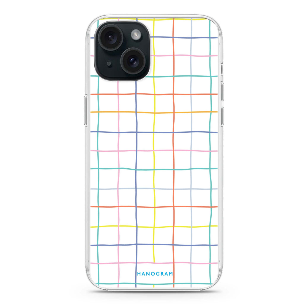 Colourful Checked Pattern iPhone 15 水晶透明保護殼