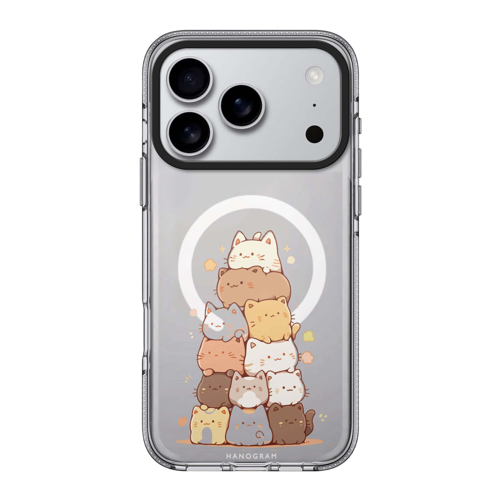 Kitty Cluster iPhone 17 Pro Max MagSafe 水晶透明保護殼 貓圖案設計 圖1