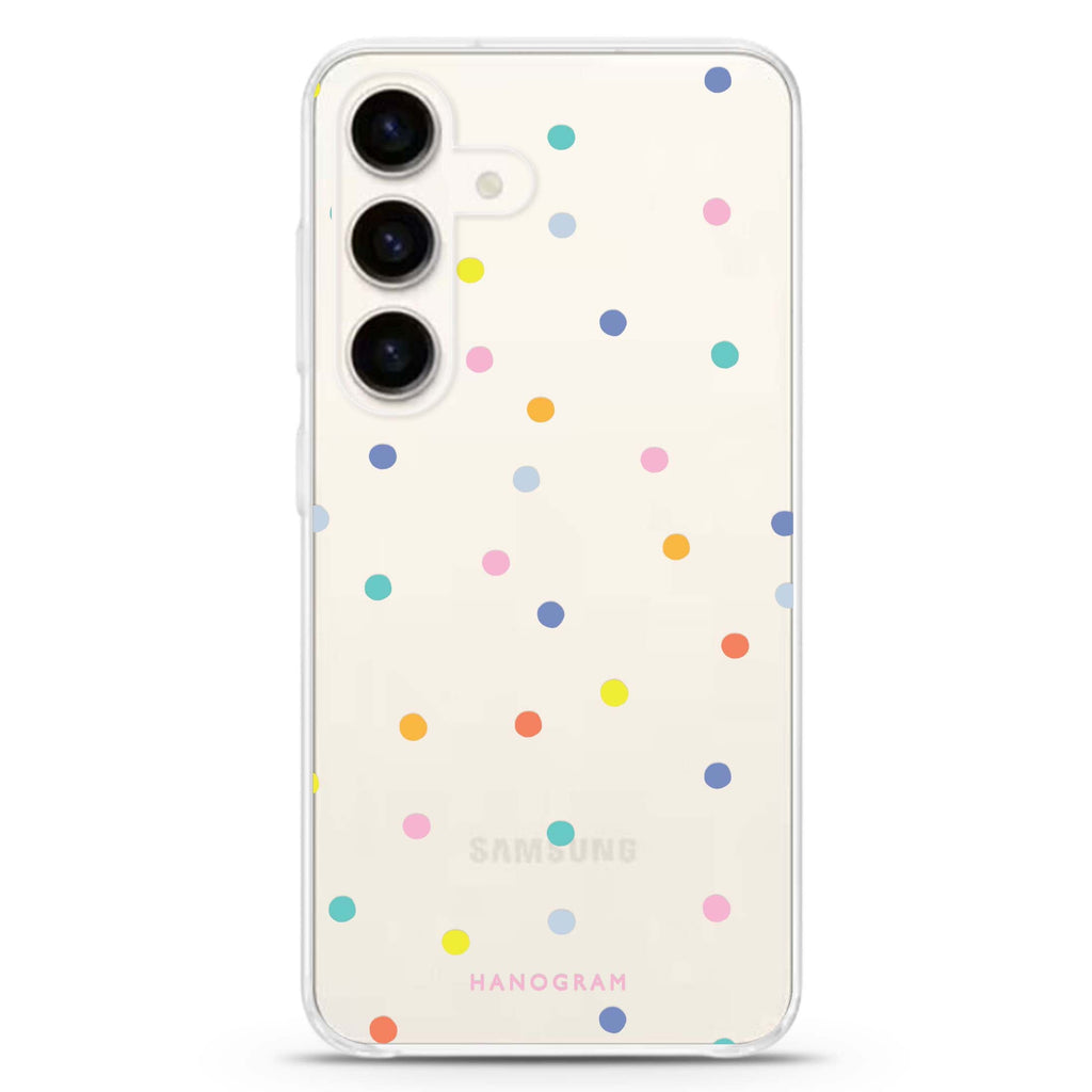 Colourful Dot Pattern Samsung Galaxy S26/S25/S24 水晶透明保護殼正面展示