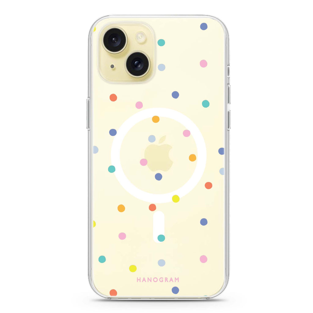 Colourful Dot Pattern iPhone 15 Plus Magsafe 兼容水晶透明保護殼