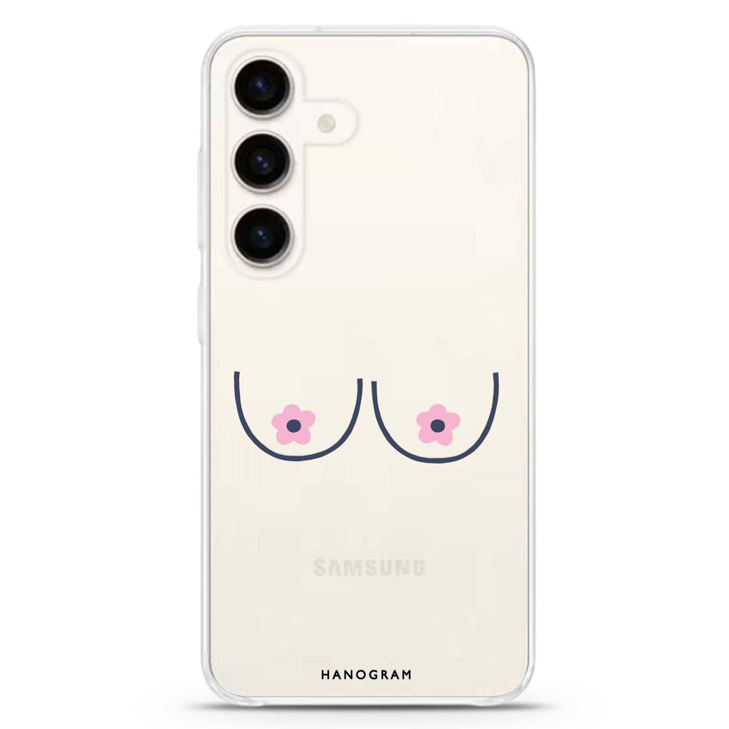 Floral Breast Samsung Galaxy S26/S25/S24 水晶透明保護殼正面展示