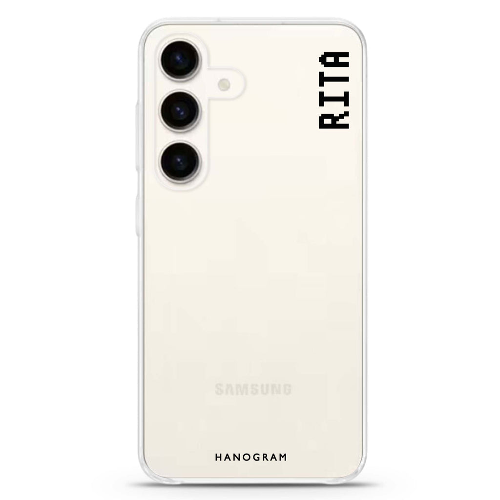 Pixel Custom Name II Samsung Galaxy S26/S25/S24 可加名字水晶透明保護殼正面展示