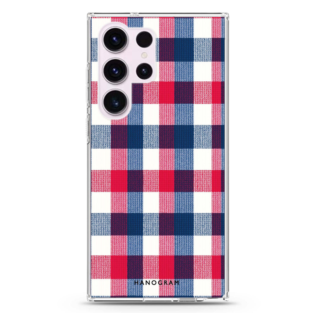 Patriot Plaid Samsung Galaxy Ultra 透明保護殼，適用 S26/S25/S24/S23 Ultra，圖1