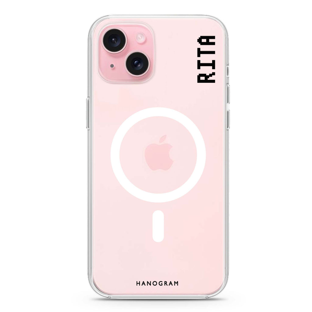 Pixel Custom Name II iPhone 15 Plus Magsafe 兼容水晶透明保護殼