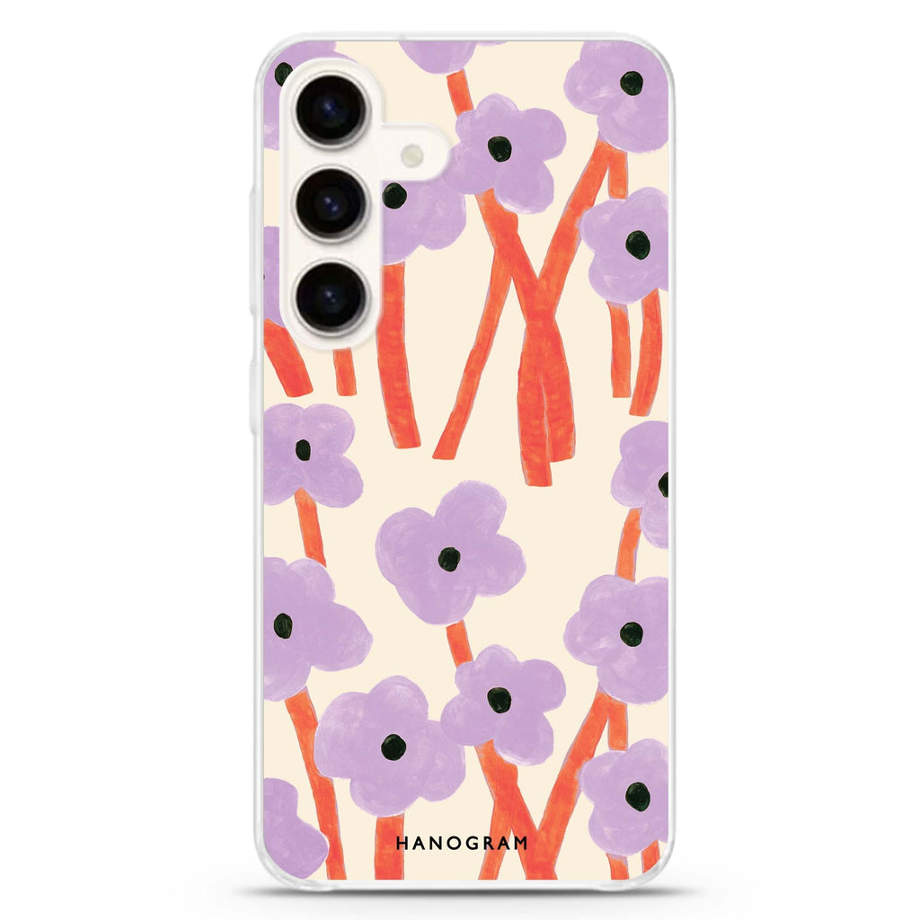Floral Samsung Galaxy S26/S25/S24 水晶透明保護殼正面展示