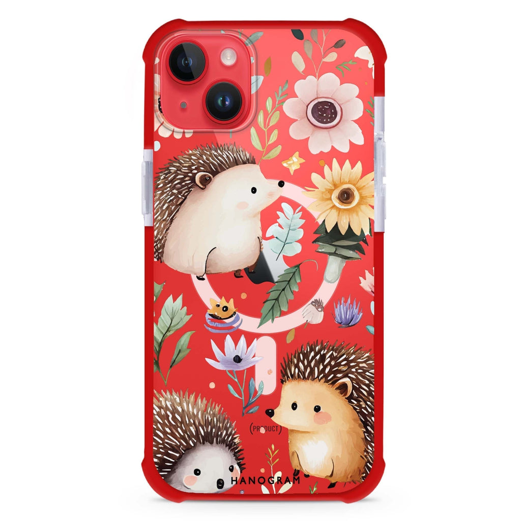 Hedgehog & Floral iPhone 15 Plus Magsafe 兼容超強防摔保護殼