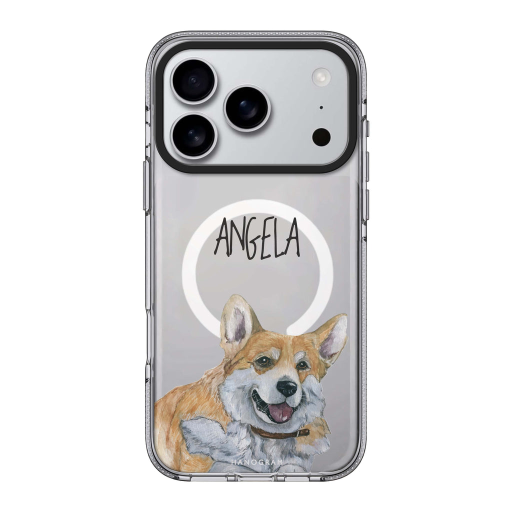Corgi iPhone 17 Pro Max MagSafe 水晶透明保護殼 狗狗圖案設計 可自訂名字 圖1