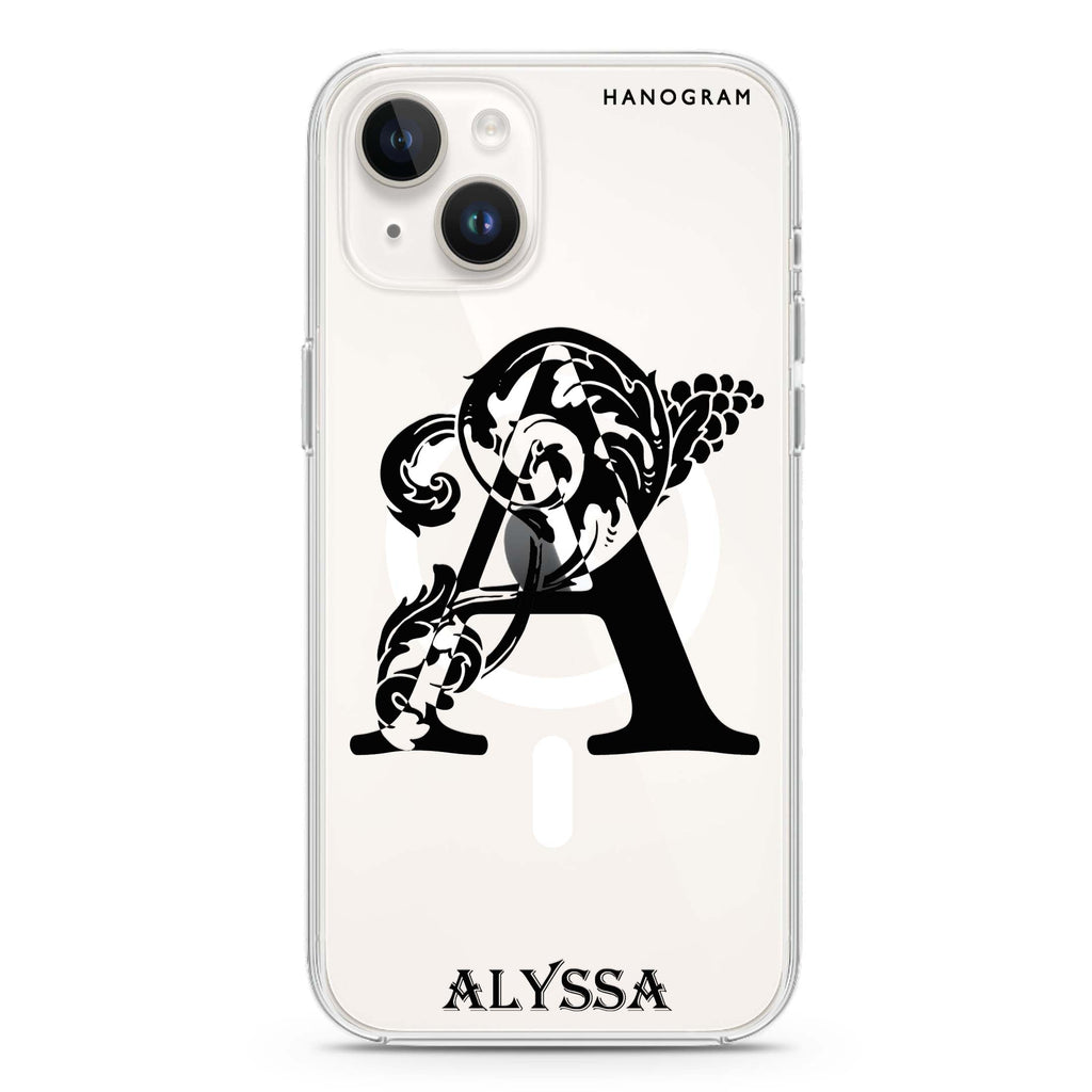 Ornamental Alphabet iPhone 15 Magsafe 兼容水晶透明保護殼