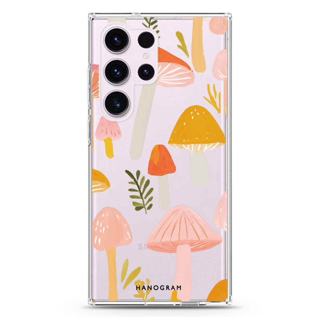 Blushing Mushrooms Samsung Galaxy Ultra 透明保護殼，適用 S26/S25/S24/S23 Ultra，圖1