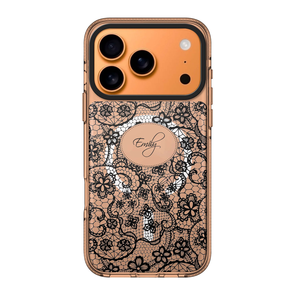 My Floral Lace iPhone 17 Pro Max MagSafe 水晶透明保護殼 花卉圖案設計 可自訂名字及字色 圖1