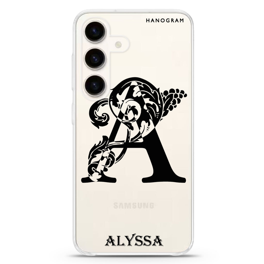 Ornamental Alphabet Samsung Galaxy S26/S25/S24 水晶透明保護殼正面展示