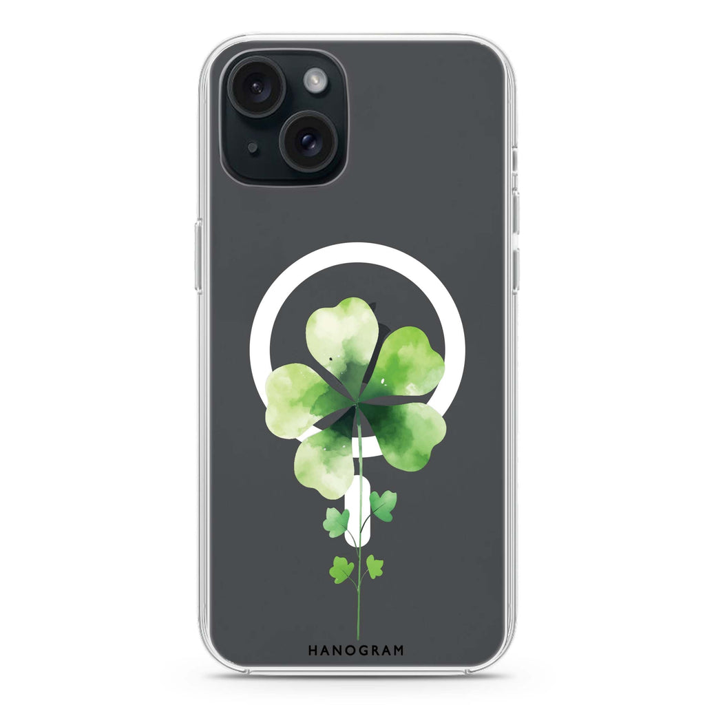 Green Bliss iPhone 15 Plus Magsafe 兼容水晶透明保護殼